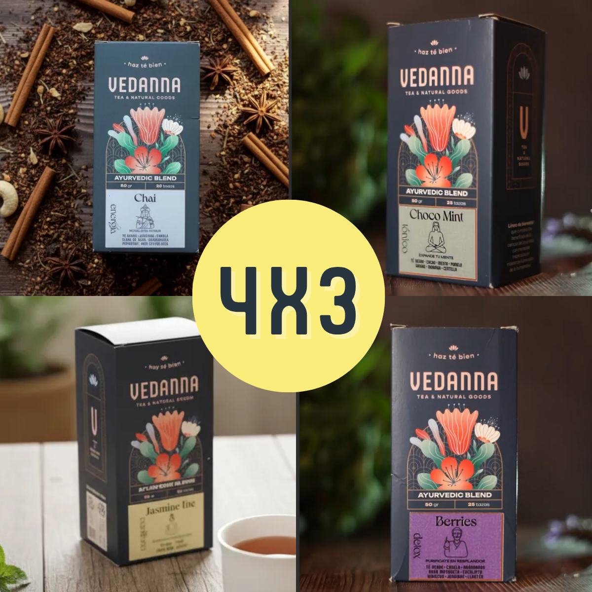 COMBO TÉS AYURVEDA FUNCIONALES x4